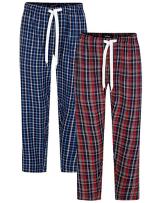 Bigdude Twin Pack Woven PJ Pants Blue/Red